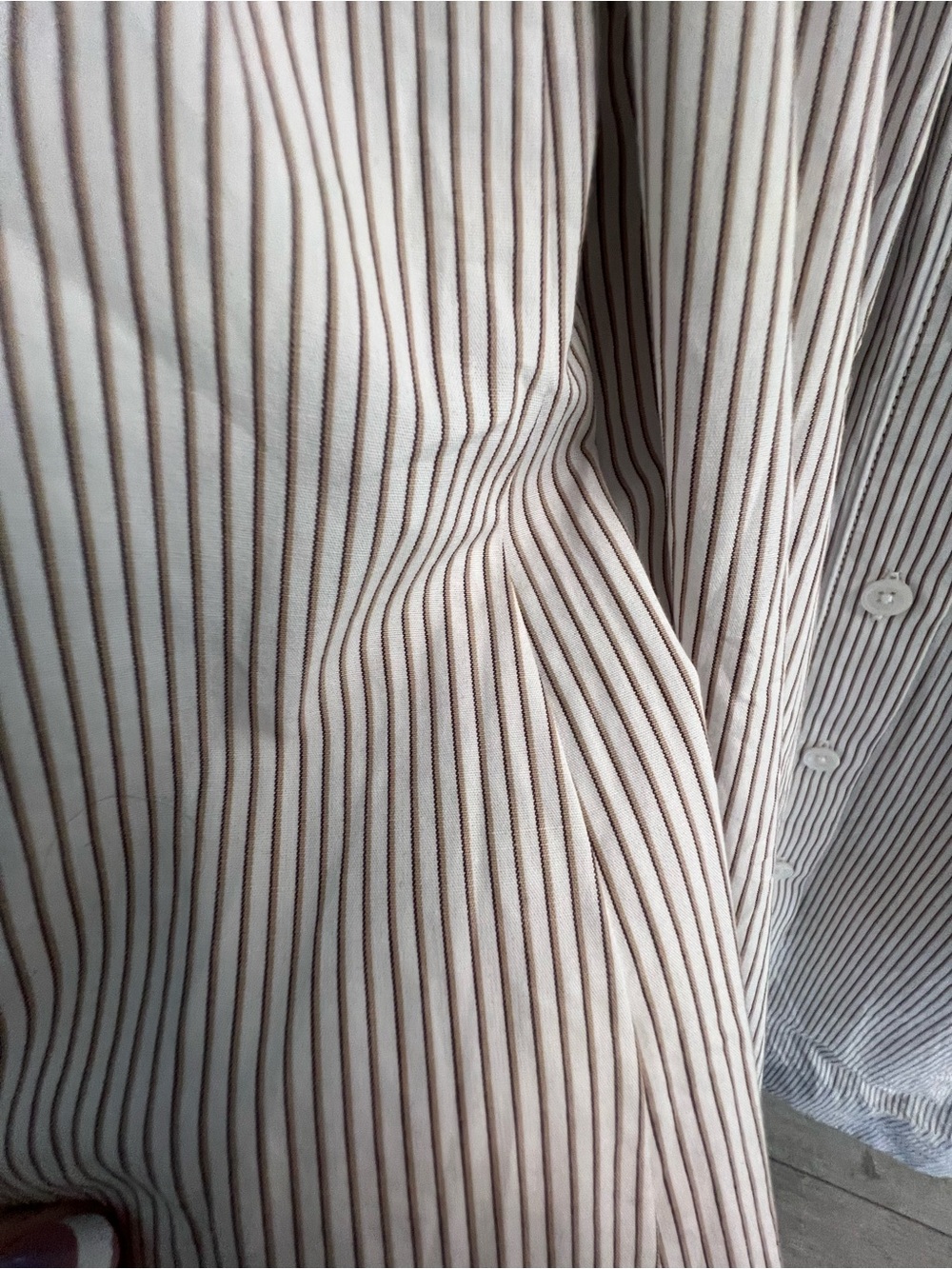 Club Monaco Sleeveless Collared Midi Shirt Dress with Belt - Light Gray Stripe - Picture 3 of 6
